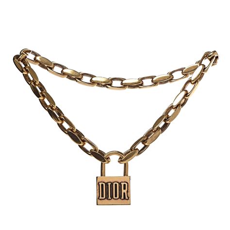 dior lucky locket aged gold|Christian Dior Aged Gold Finish Lucky Locket Choker Necklace.